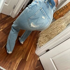 MOTHER Light Blue Straight Leg Jeans high waisted rider skimp 27